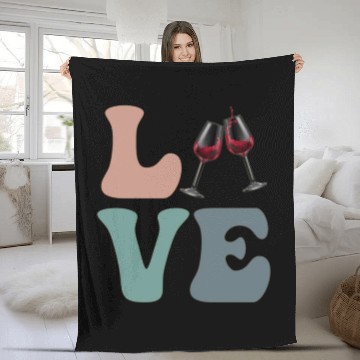 Discover LOVE Wine Drinking Drinker Fleece Blankets