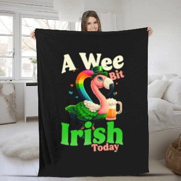 Discover Irish Flamingo St Patricks A Wee Bit Irish Fleece Blankets