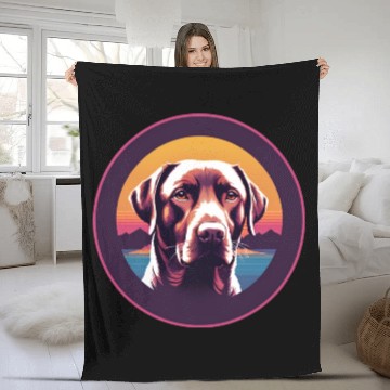 Discover Synthwave Labrador Retriever Fleece Blankets