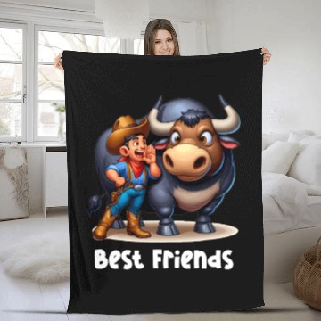 Discover Rodeo Bull Riding Livestock Show Farmer Cattle Fleece Blankets