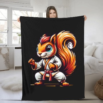 Discover Karate Sport Squirrel Nuts Animal Lover Design Fleece Blankets