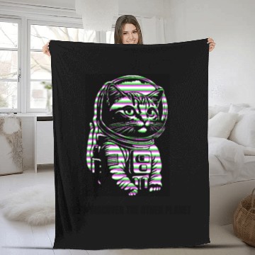 Discover Let's discover the other planet, Astronaut cat. Fleece Blankets