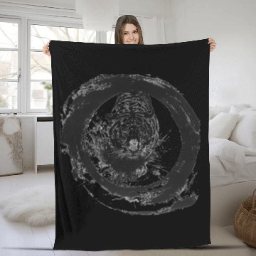 Discover Majestic Tiger Silhouette Against Circ Fleece Blankets