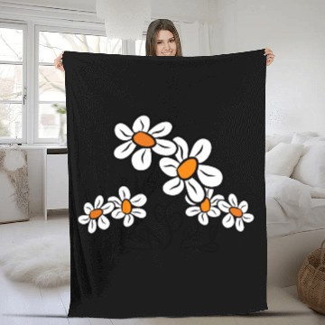 Discover daisy flower, daisies in bloom blossoms garden Fleece Blankets