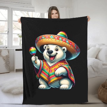 Discover Cinco de Mayo Polar Bear: Festive Mood Fleece Blankets