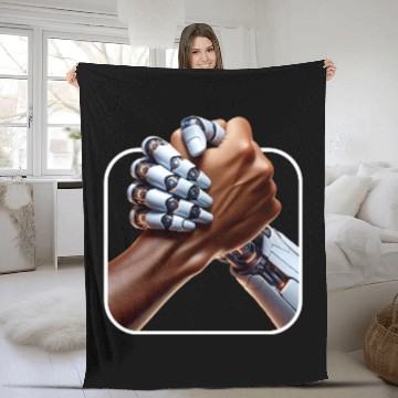 Discover Embracing the Human-Robot Alliance Fleece Blankets