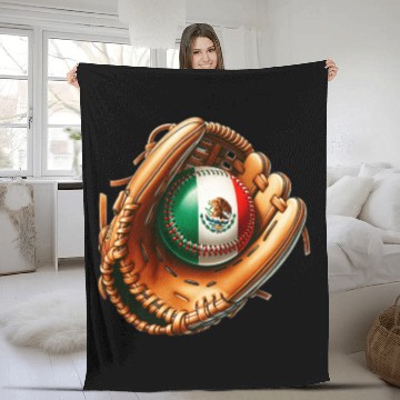 Discover Mexico flag baseball design Fleece Blankets