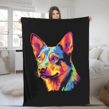 Discover Watercolor Colorful Australian Kelpie Fleece Blankets