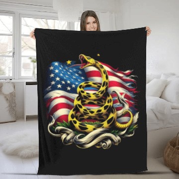 Discover Gadsden Snake American Flag Fleece Blankets