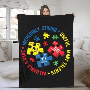 Discover Autism Periodic Table Science Teacher Autism Fleece Blankets