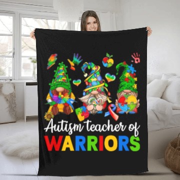 Discover Autism Teacher Of Warriors Gnomes Fleece Blankets