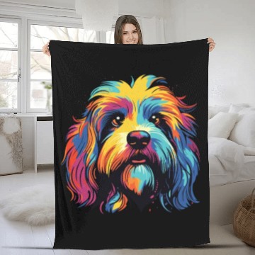 Discover Watercolor Colorful Tibetan Spaniel Fleece Blankets