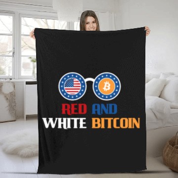 Discover Red and White Bitcoin Fleece Blankets