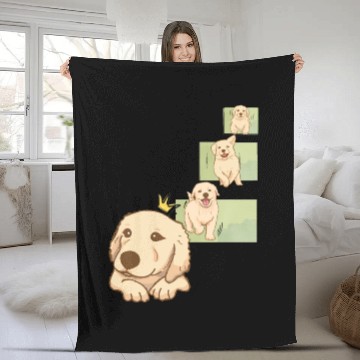 Discover A Cute Cartoon Dog Running Funny puppy Fleece Blankets