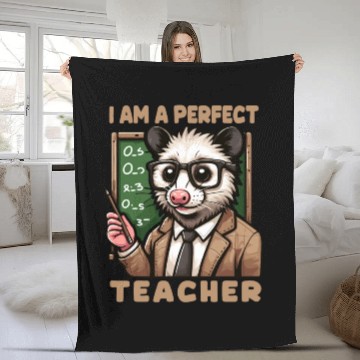 Discover Kawaii Opossum Teacher With glasses Fleece Blankets