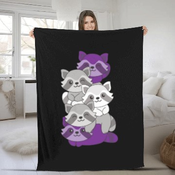 Discover Graysexual Flag Pride Lgbtq Cute Raccoon Fleece Blankets