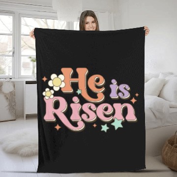Discover Retro Easter He is risen Fleece Blankets