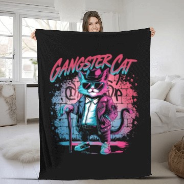 Discover Gangster cat Fleece Blankets