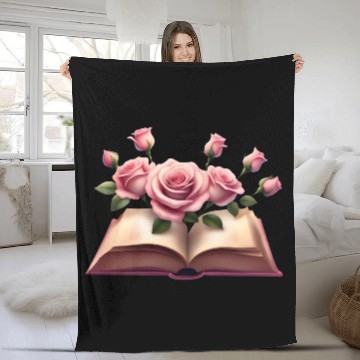 Discover Book and Flower, Rose Fleece Blankets