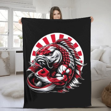 Discover Koi fish Japan national flag carp Fleece Blankets