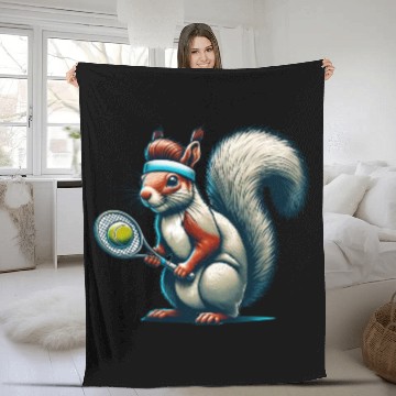 Discover Tennis Player Squirrel Animal Lover Design Fleece Blankets