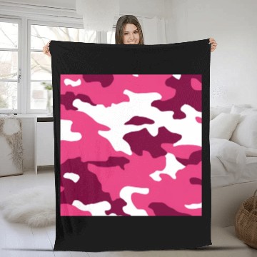 Discover Pink Army Camo Pattern Fleece Blankets