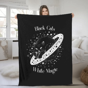 Discover Black Cat, White Magic Fleece Blankets