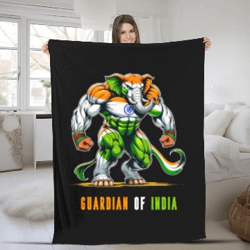 Discover India elephant national flag design Fleece Blankets