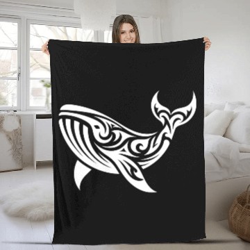 Discover T Tattoo Style Whale Swimming Sea Creature Fleece Blankets