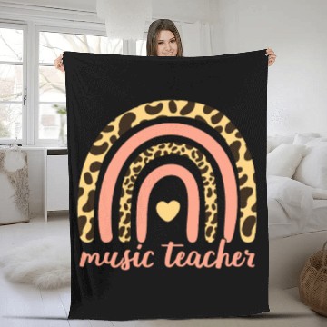 Discover Music Teacher II - Leopard Rainbow Fleece Blankets