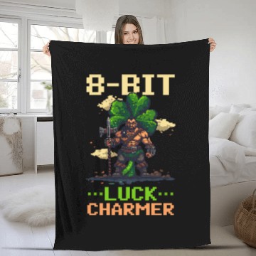 Discover St. Patricks Day Gaming 8-Bit Luck Charmer Fleece Blankets