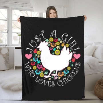 Discover JUST A GIRL WHO LOVES CHICKENS Fleece Blankets