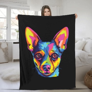 Discover Watercolor Colorful American Toy Terrier Fleece Blankets