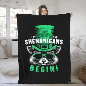 Discover Let The Shenanigans Begin! Saint Patrick Raccoon Fleece Blankets
