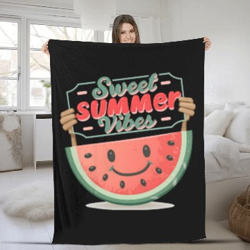 Discover "Summer Joy: Smiling Watermelon" Fleece Blankets