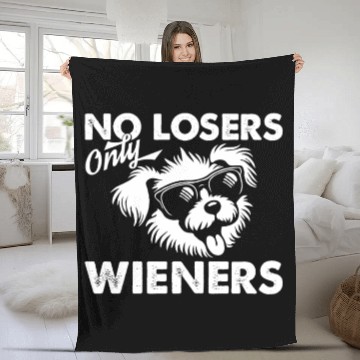 Discover No Losers Only Wieners Dog Fleece Blankets