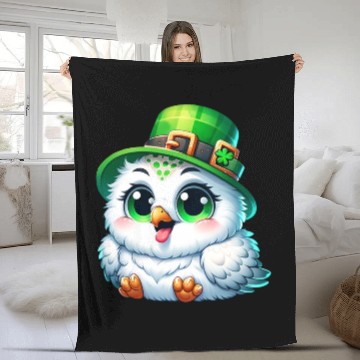 Discover St. Patrick's Cute Snowy Owl Fleece Blankets