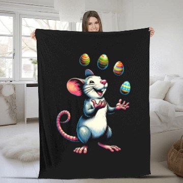 Discover Easter Mouse & Rat with Eggs Fleece Blankets