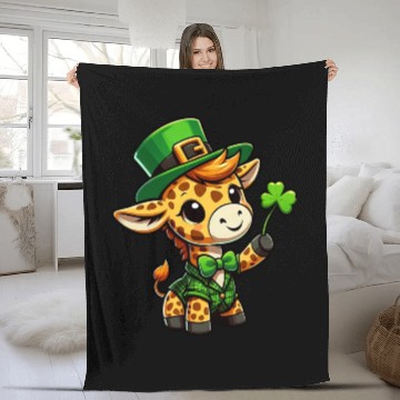 Discover St. Patrick's Day Giraffe Cartoon Fleece Blankets