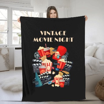 Discover Popcorn Vintage Movie Night Fleece Blankets