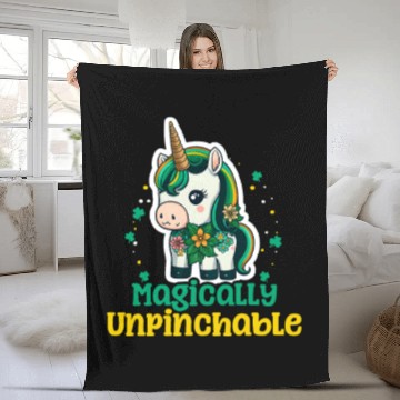 Discover Irish Unicorn St Patricks Magically Unpinchable Fleece Blankets