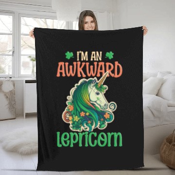 Discover Irish Unicorn St Patricks Awkward Lepricorn Fleece Blankets