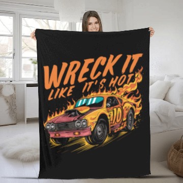 Discover Demo Derby Demolition Derby Demolition Derby Lover Fleece Blankets