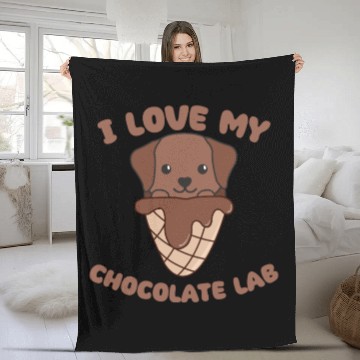 Discover I Love My Chocolate Lab Animal In Ice Cream Cone Fleece Blankets
