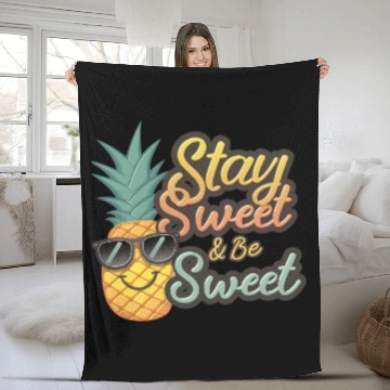 Discover "Cheerful Pineapple: Stay Sweet & Be Sweet" Fleece Blankets