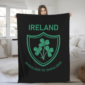 Discover Irish Rugby Crest - Ireland Shoulder to Shoulder Fleece Blankets
