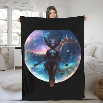 Discover Guardian of Galaxy in her hidden crystal world Fleece Blankets