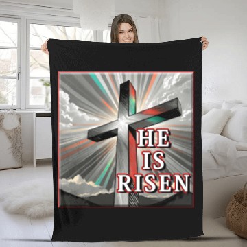 Discover Cross, He is Risen - 2 Fleece Blankets