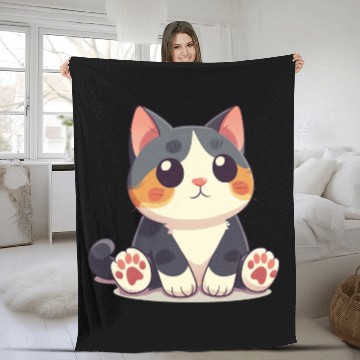 Discover Super Cute Kawaii Cat Fleece Blankets