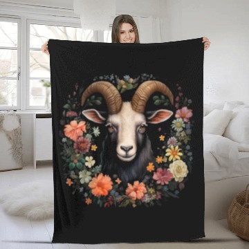Discover Goat Flowers Farmer Gift Fleece Blankets